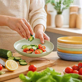 BEIUTAO 9-inch white wheat straw plate, BPA-free and safe for daily use.