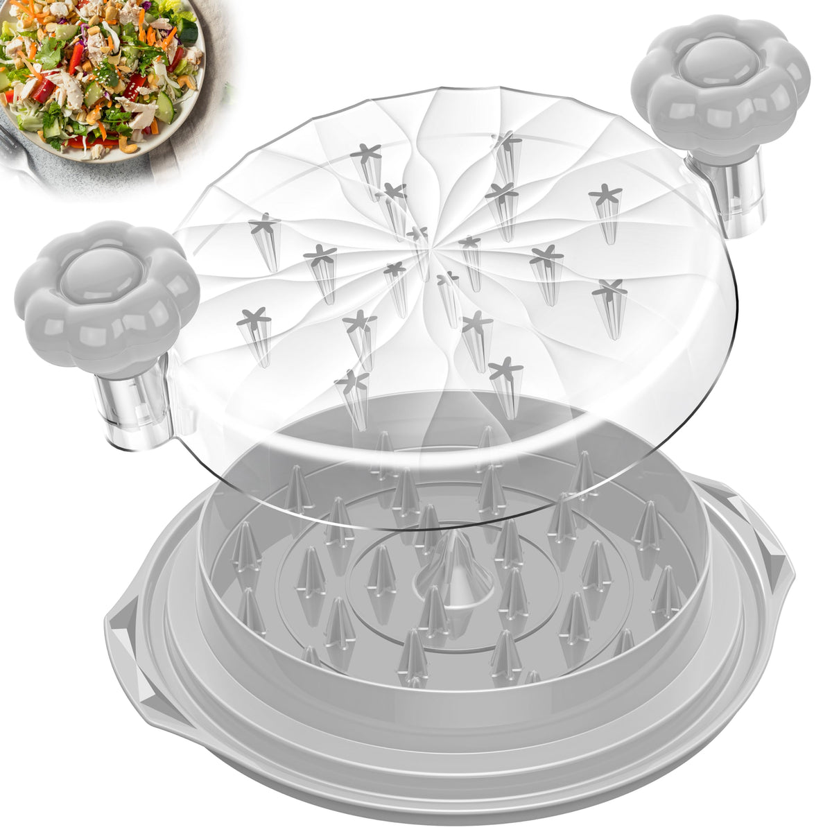 Beiyunee chicken shredder tool twist with lid view for precise shredding results