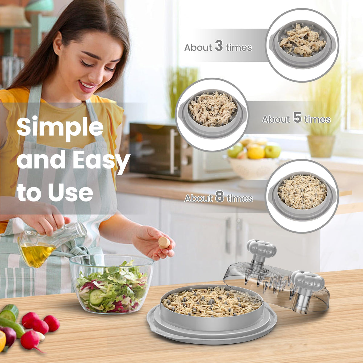 Beiyunee anti-slip base keeps the shredder steady during use