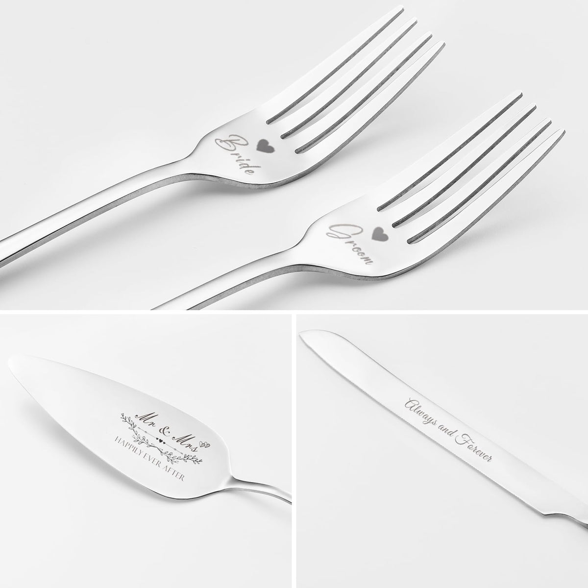BEKESIN polished stainless steel wedding set adds a refined, timeless look.