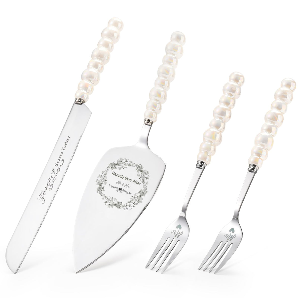 BEKESIN wedding cake knife with ceramic pearl handle for effortless slicing at celebrations.