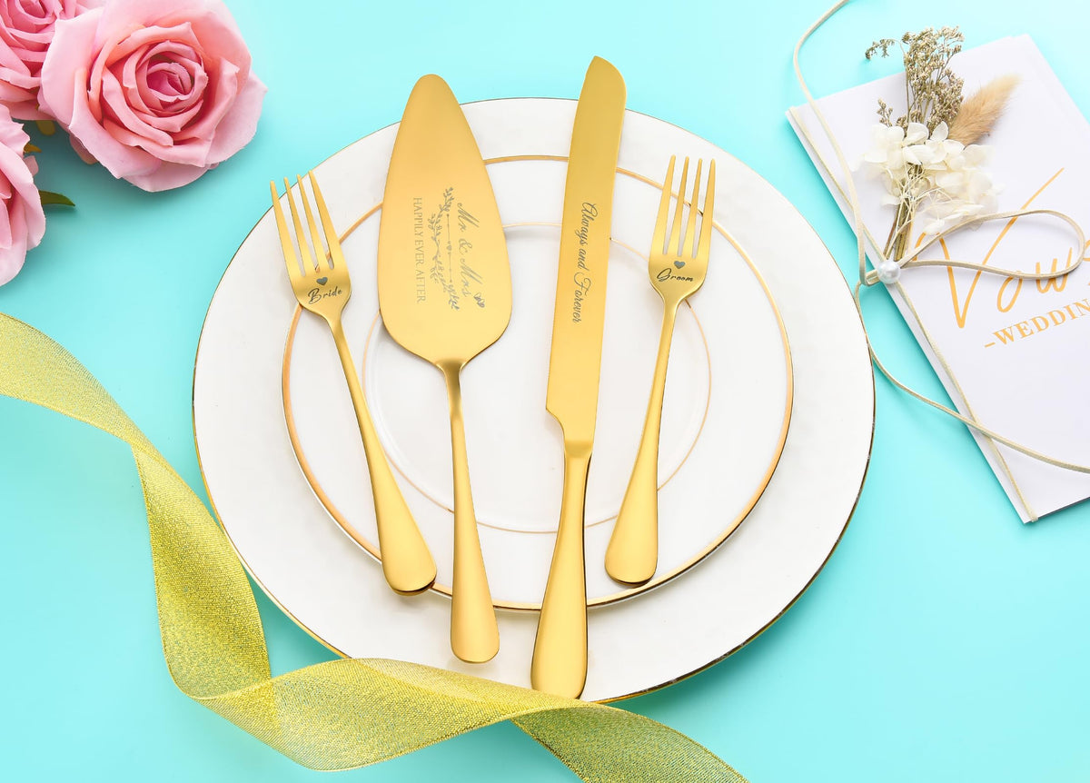 BEKESIN wedding forks engraved Groom and Bride for personalized moments
