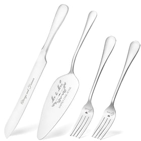 BEKESIN wedding knife with Always and Forever engraving for elegant cake cutting.