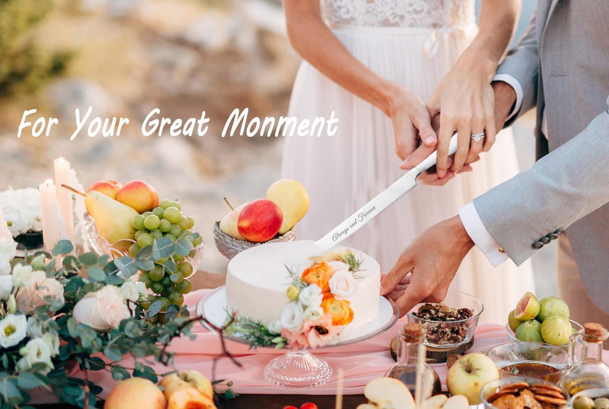 BEKESIN cake server engraved with Mr MRS Happily Ever After for a romantic moment.