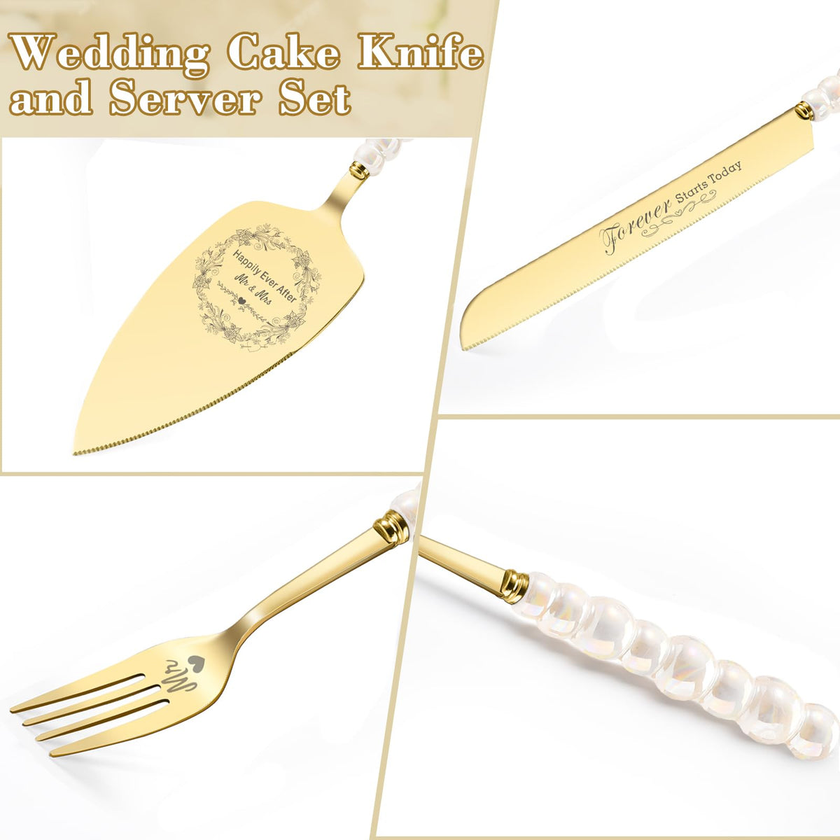BEKESIN Happily Ever After Mr Mrs forks engraving adds coordinated detail