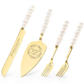 BEKESIN wedding cake knife with gold ceramic pearl handle for precise, elegant slicing