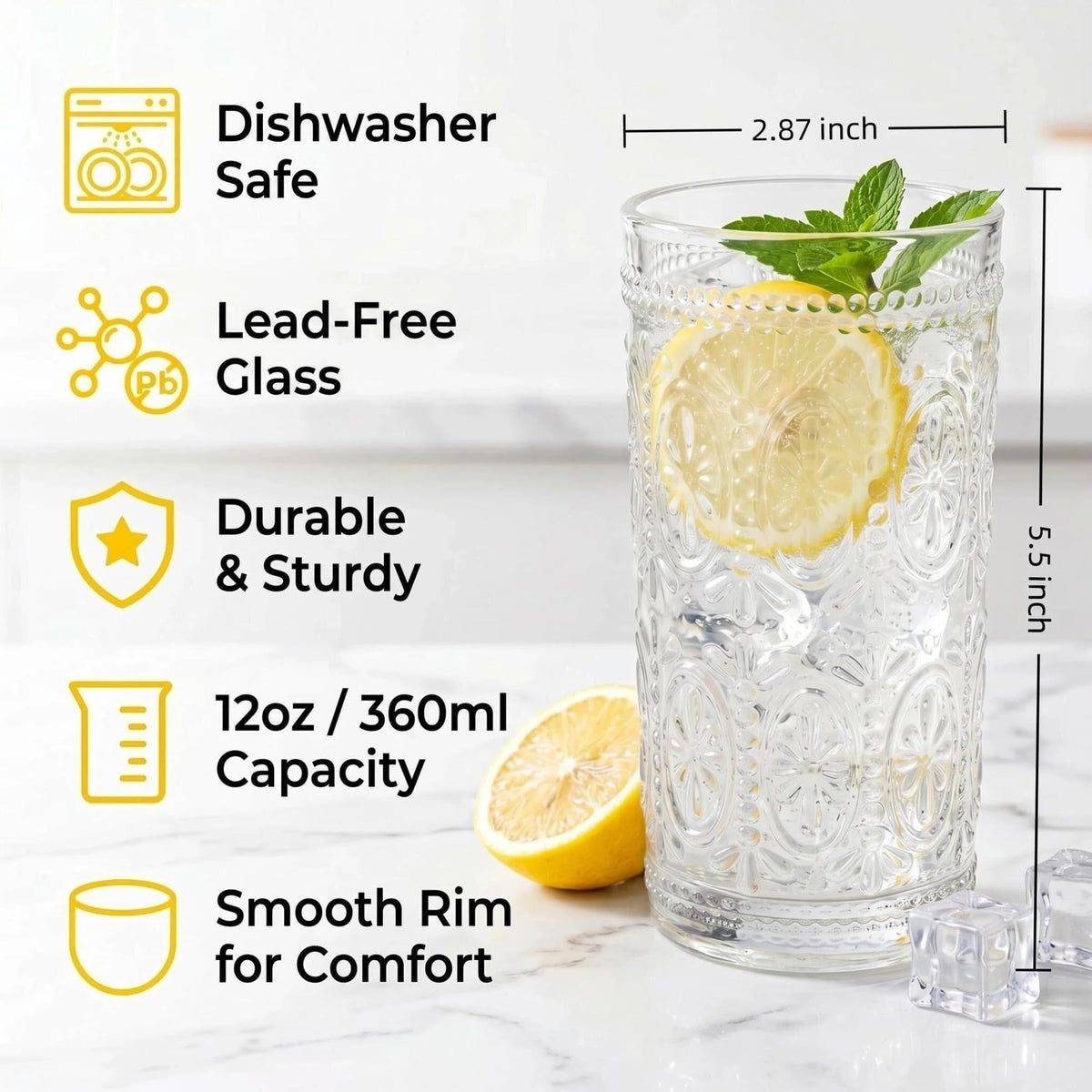 Bekith 12oz highball glasses ideal for cocktails and drinks