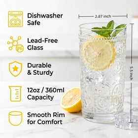 Bekith 12oz highball glasses ideal for cocktails and drinks