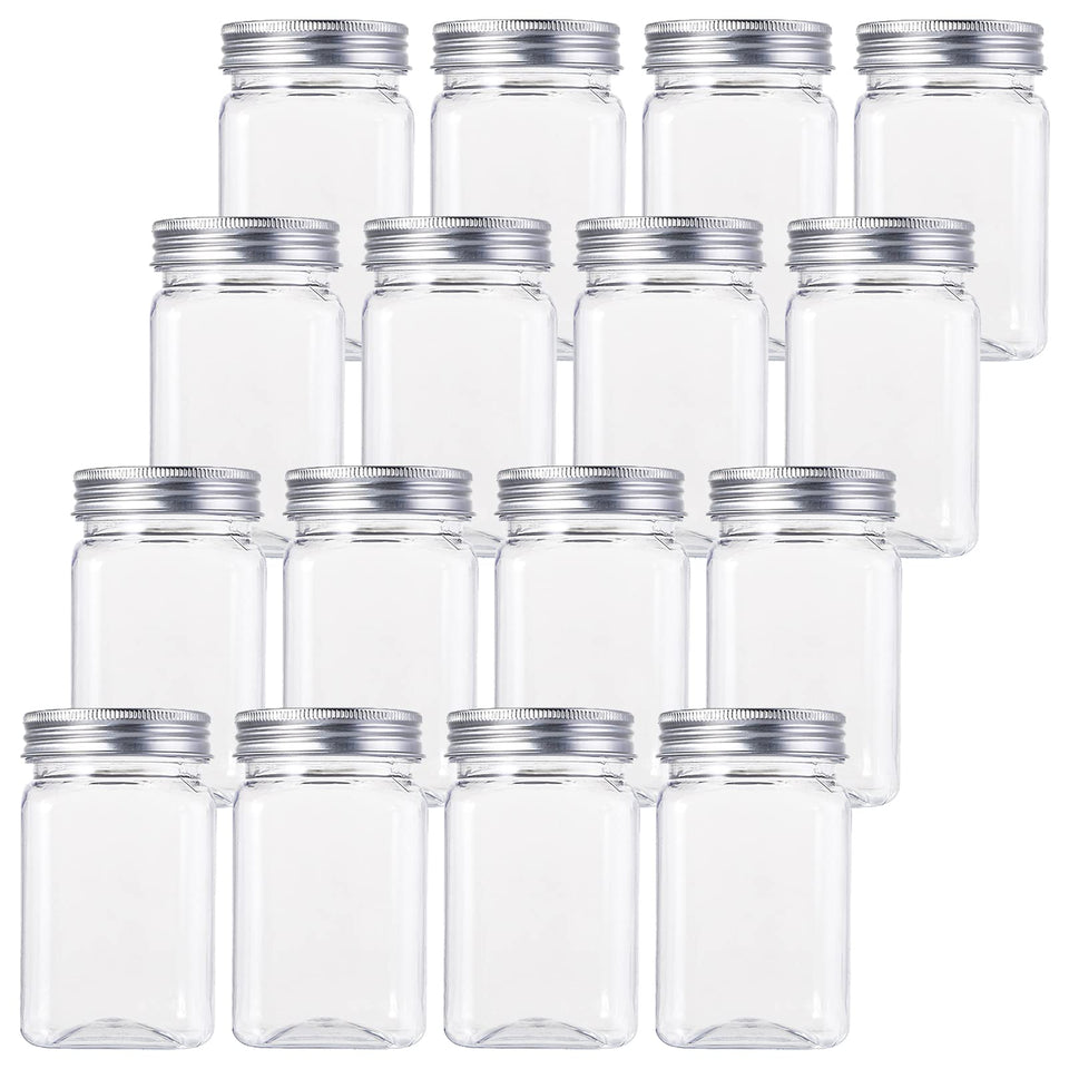 Bekith 16 pack clear jars with silver lids for organized pantry storage