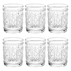 Bekith 6-pack drinking glasses with 9.5 oz capacity, ideal for cocktails and beverages.