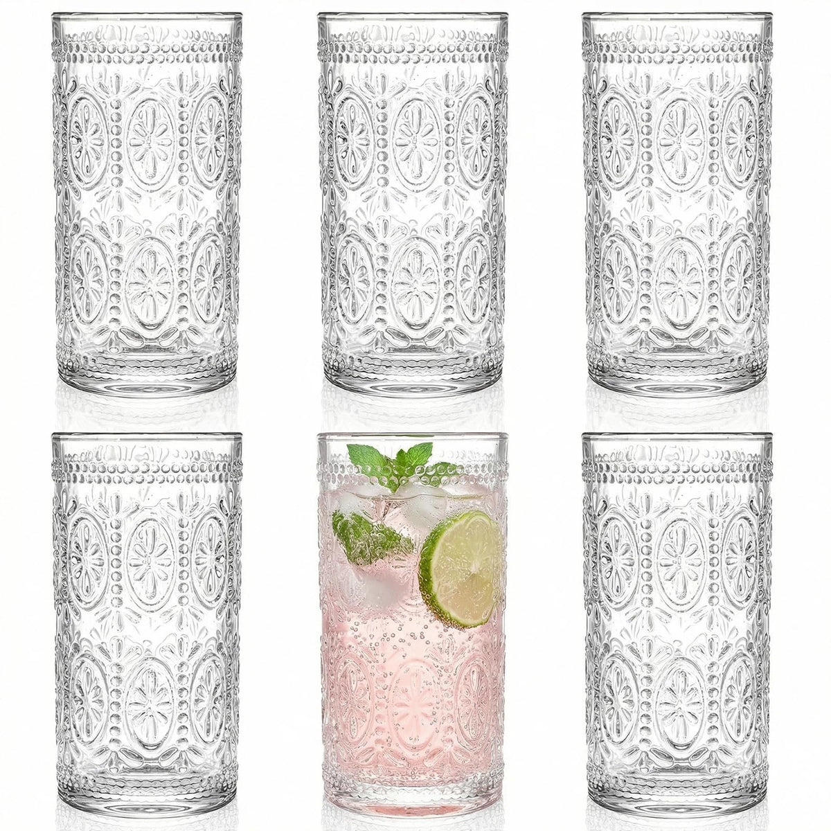 Bekith 6-pack romantic drinking glasses for elegant entertaining