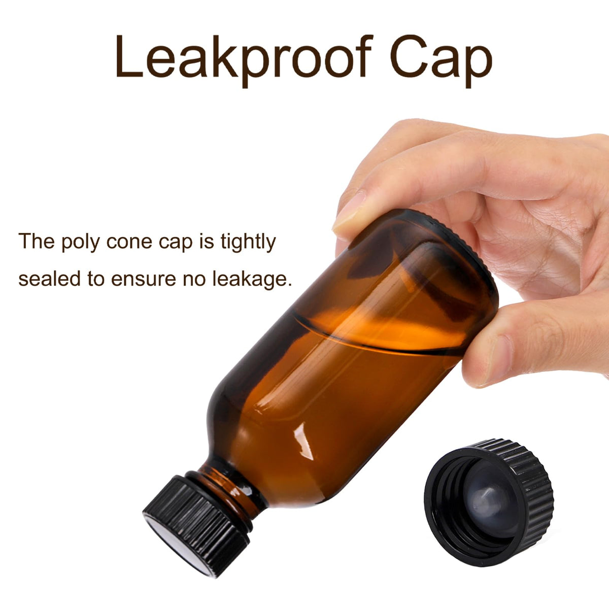 Bekith amber glass bottle ideal for essential oil blends and fragrances.