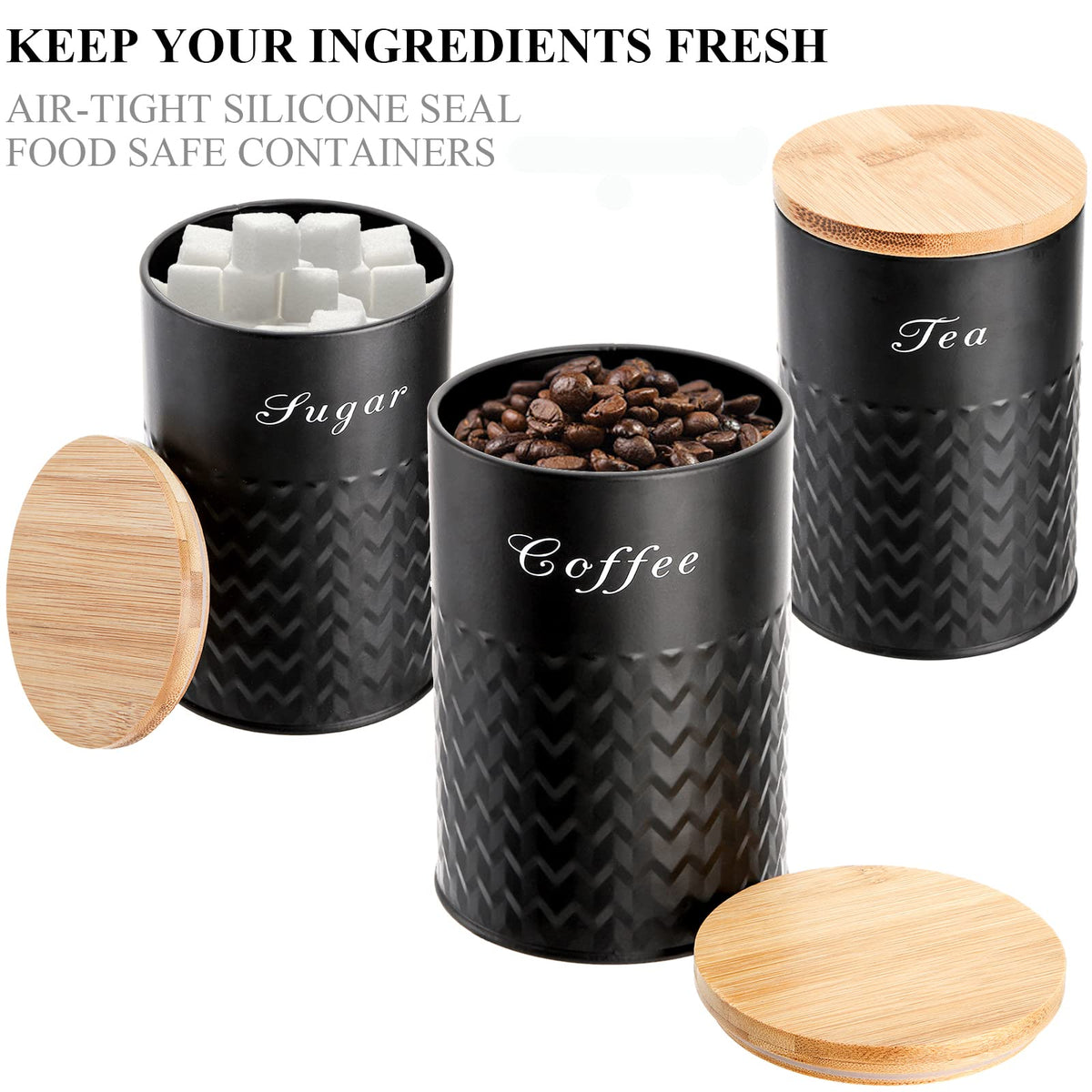 Bekith bamboo lids provide an airtight seal to keep coffee, tea and sugar fresh.