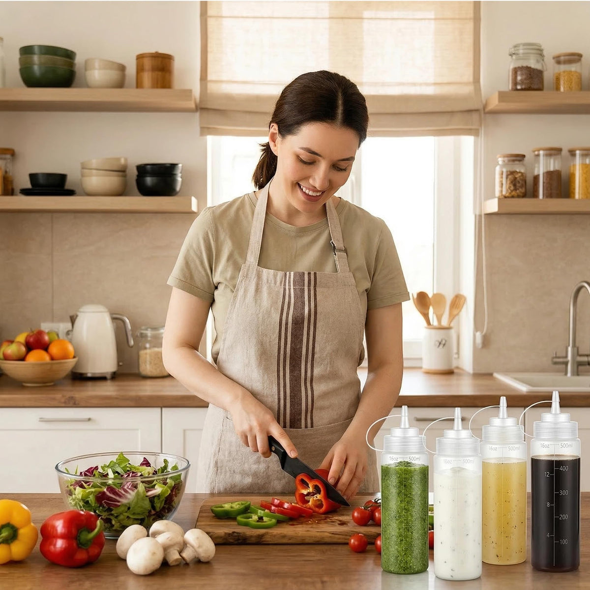 Bekith bottles feature discrete measurements for accurate ingredient additions