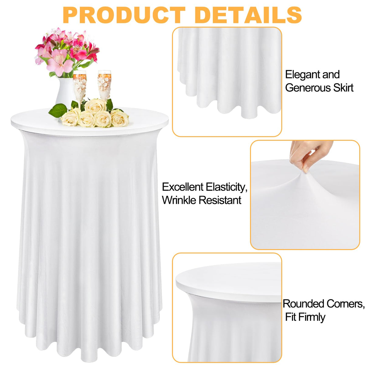 Bekith white table cover on a high-top bar setup for stylish ambiance