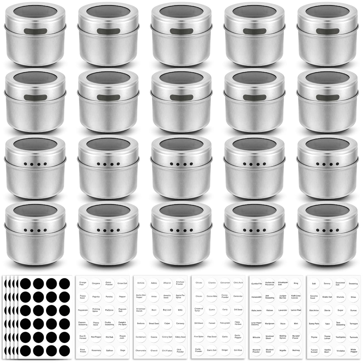 Bekith magnetic spice jars 20 pack on the fridge for easy spice access