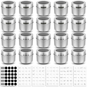 Bekith magnetic spice jars 20 pack on the fridge for easy spice access