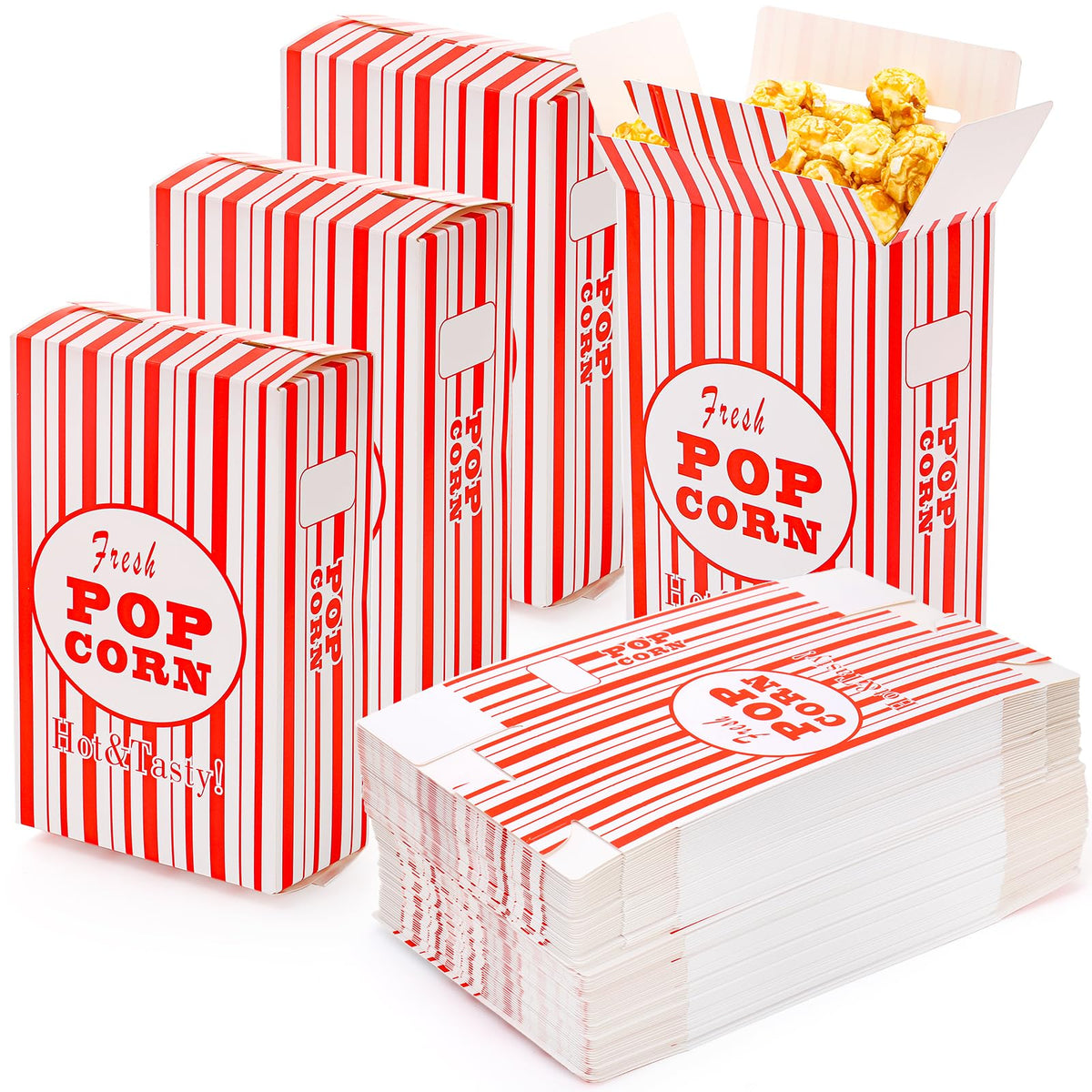 Bekith popcorn boxes folded flat for convenient storage under the popper.