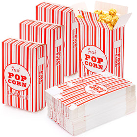 Bekith popcorn boxes folded flat for convenient storage under the popper.