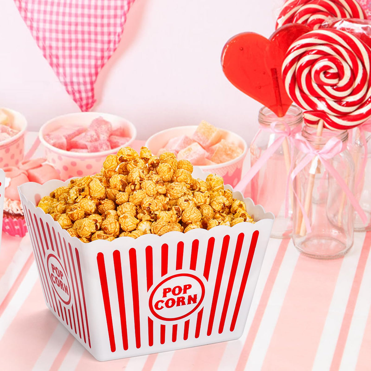 Bekith durable plastic popcorn bucket easy to wash by hand.