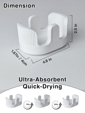 BekPooQ two-slot caddy keeps sponges, brushes organized on the counter.