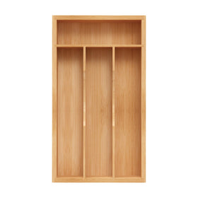 BEKVEM bamboo silverware organizer top view keeps utensils neatly aligned in a slim drawer