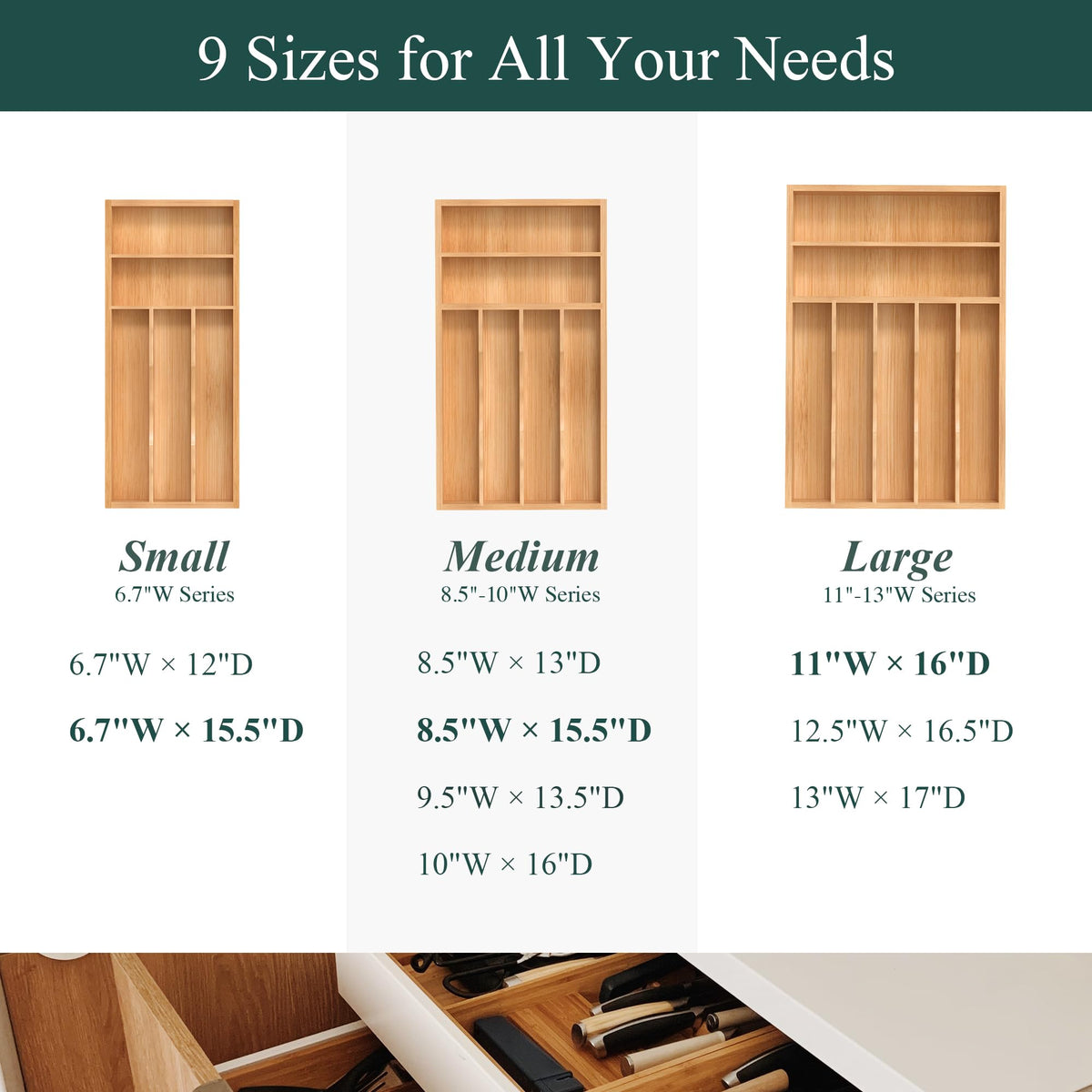 BEKVEM cutlery tray with grooved dividers to keep utensils upright and organized