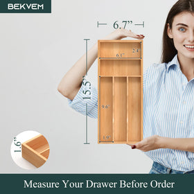 BEKVEM grooved drawer dividers keep utensils aligned and organized.