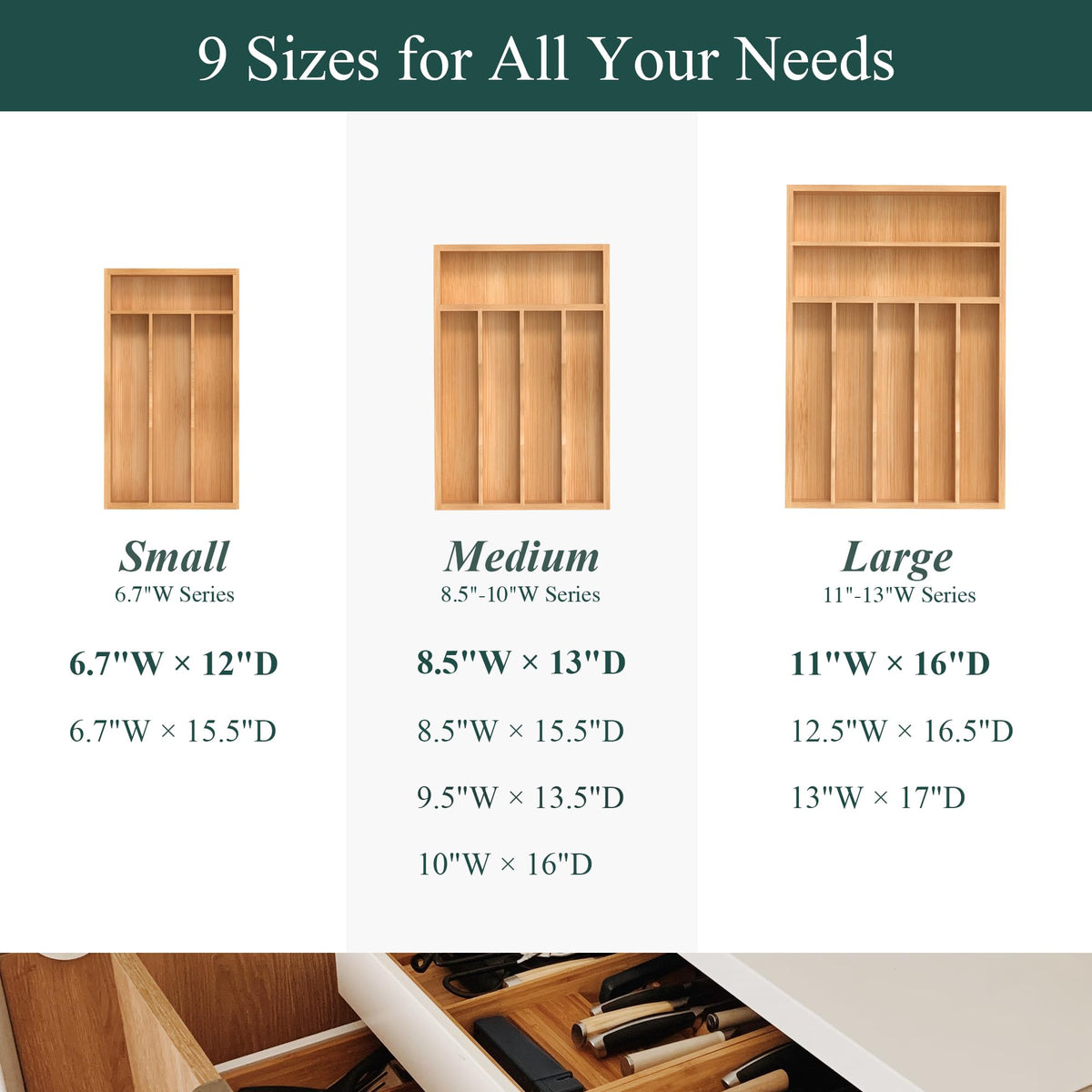 BEKVEM expandable drawer divider system adapts to different drawer widths