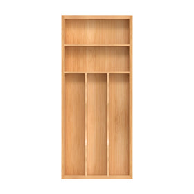 BEKVEM bamboo silverware organizer keeps utensils neatly separated for easy access.