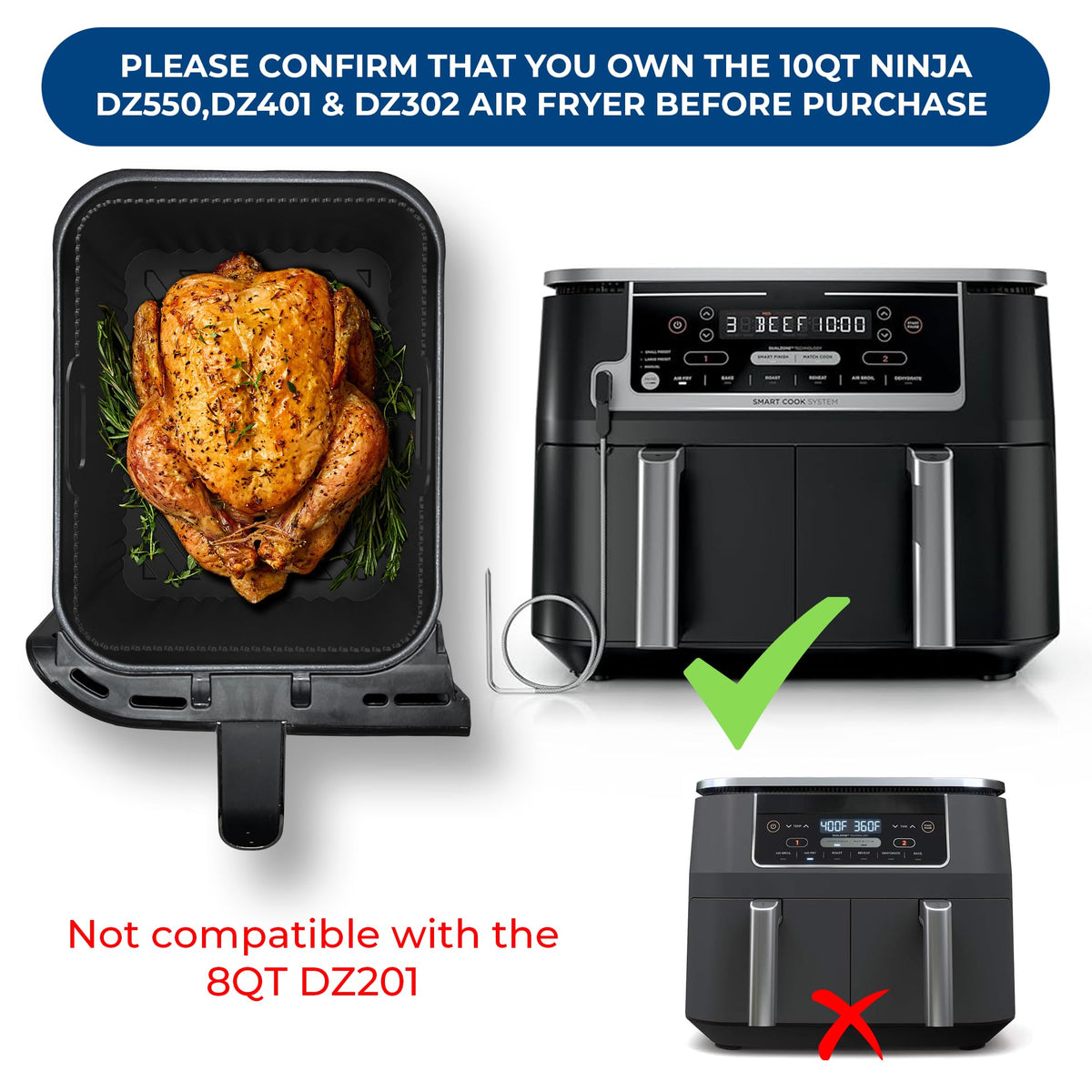 Belfort Etech liner side view shows precise fit for Ninja 10 Qt