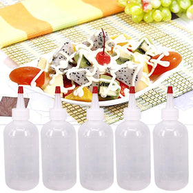 Belinlen clear bottles with red caps, ideal for kitchen and crafts.