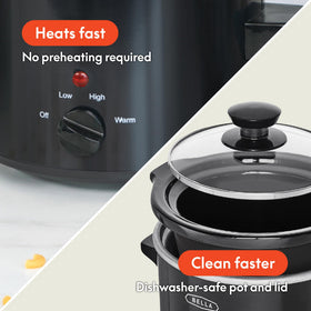 BELLA 1.5 Qt slow cooker removable stoneware for easy serving