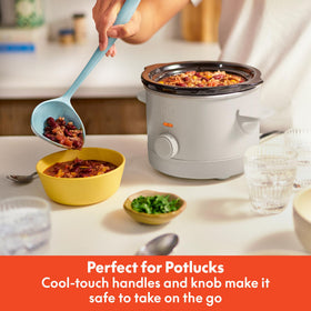 Bella 1.5Qt slow cooker cool touch handles, safe with hot contents