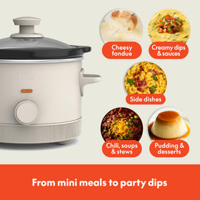 Bella 1.5Qt slow cooker dishwasher-safe stoneware pot for quick cleanup