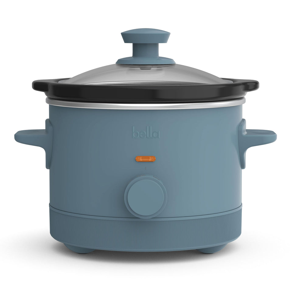 BELLA 1.5 Qt Slow Cooker Surf on counter ready for two servings.