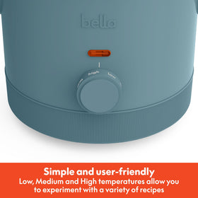 BELLA Surf slow cooker lid close-up showing heat-safe glass.