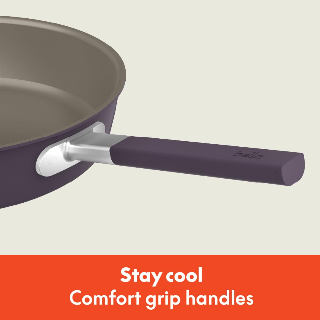 Bella 10-inch deep fry pan with helper handle for safe flipping.