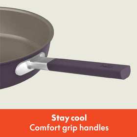 Bella 10-inch deep fry pan with helper handle for safe flipping.