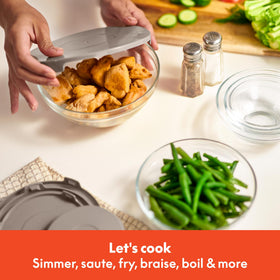 BELLA 10-inch fry pan provides even browning and simple release.