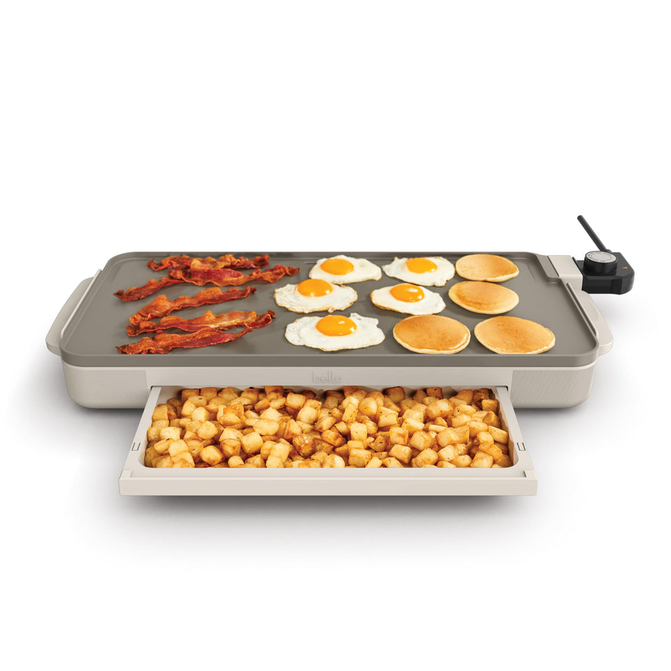 Bella 10x20 electric griddle with large surface for pancakes and eggs.