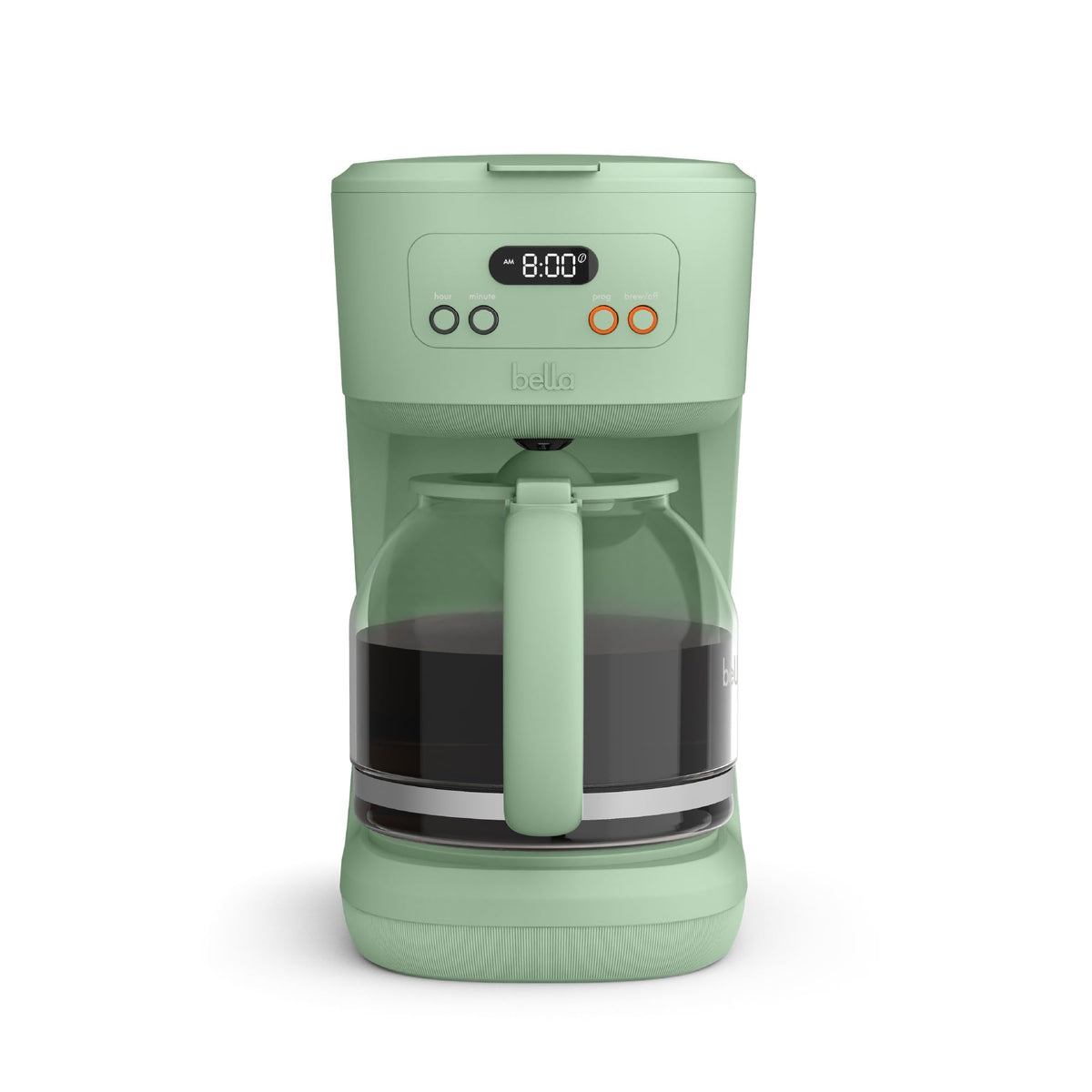 Bella 12-cup programmable coffee maker front view for easy morning routines.