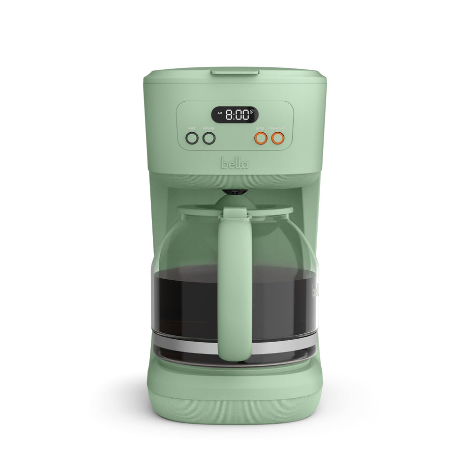 Bella 12-cup programmable coffee maker front view for easy morning routines.