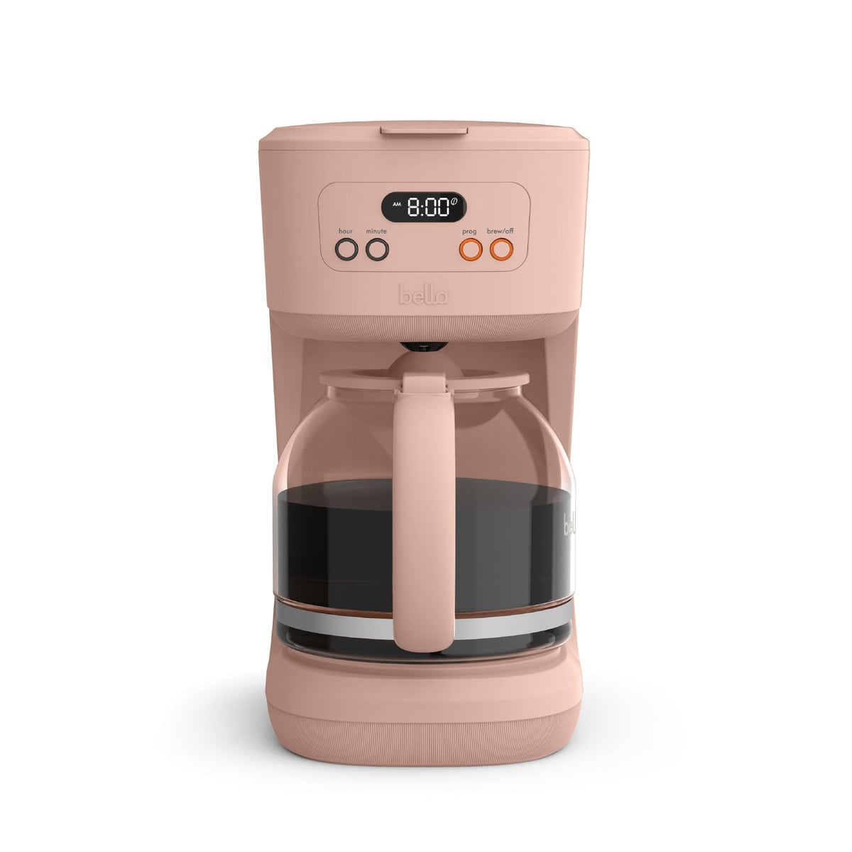 BELLA 12-Cup Programmable Coffee Maker front view for quick morning setup