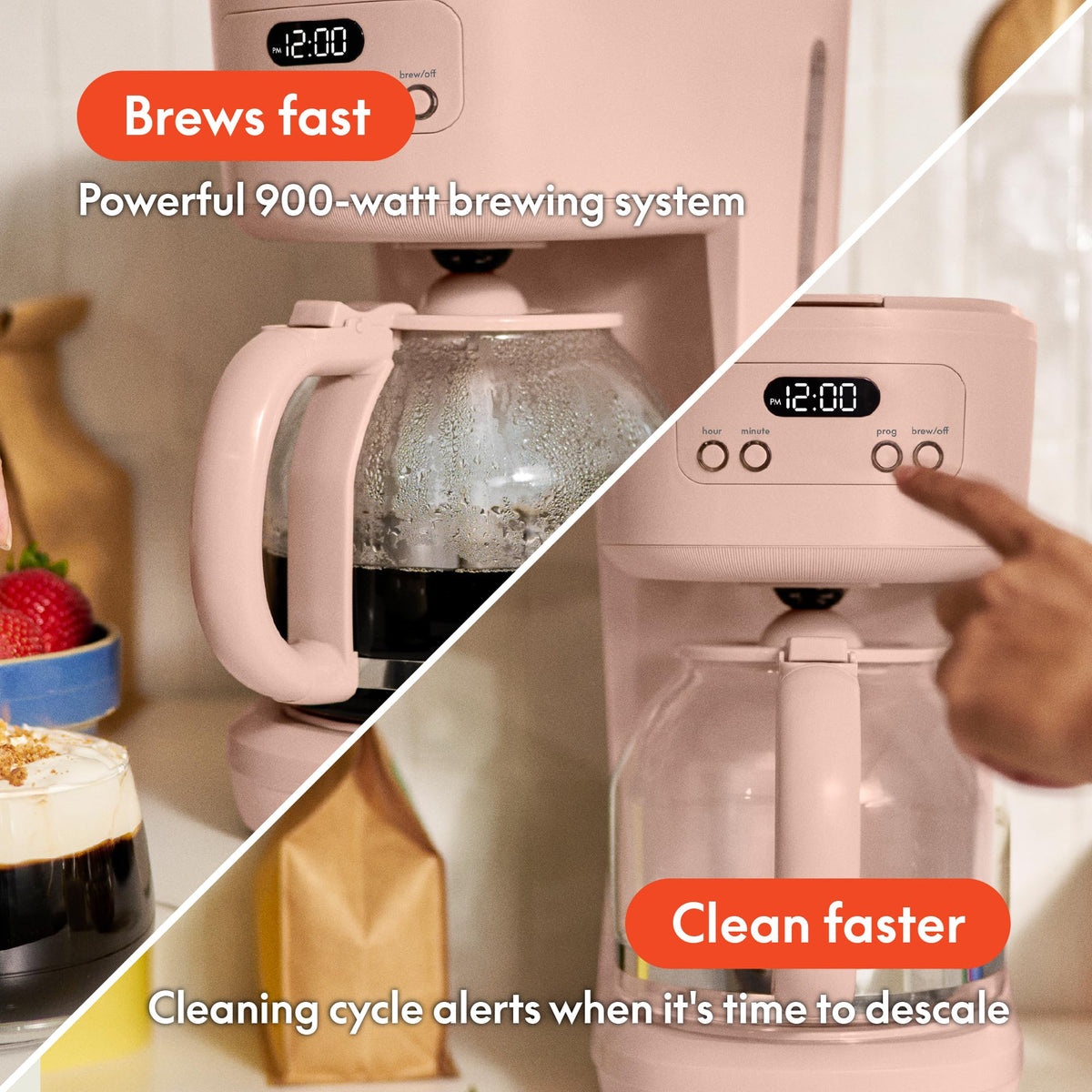 Pause-and-serve feature lets you pour during brewing with minimal mess