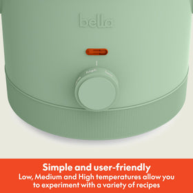 Bella 1.5 qt slow cooker ceramic nonstick pot for simple cleanup