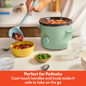 Bella 1.5 qt slow cooker with cool-touch handles for safe operation