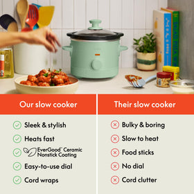 Bella 1.5 qt slow cooker dishwasher-safe pot for effortless cleaning