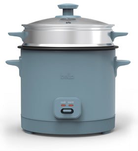 Bella 16-Cup Rice Cooker with steaming basket for batch cooking