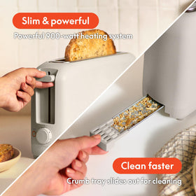 BELLA 2-Slice Slim Toaster with 6 shade settings delivers precise browning.